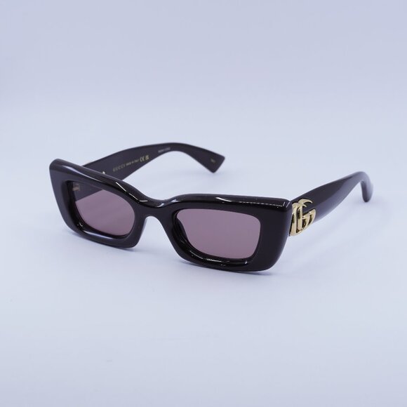 🕶️ New Gucci GG1827S 004 Sunglasses - Shiny Brown Frame Violet Lenses